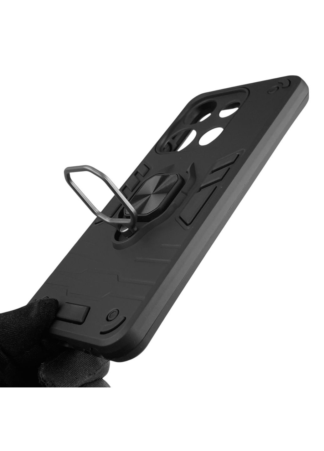 Чохол для телефона Pop 7 (BF6) броньований з магнітним кільцем-тримачем на техно поп 7 чорний Tecno (366230311)