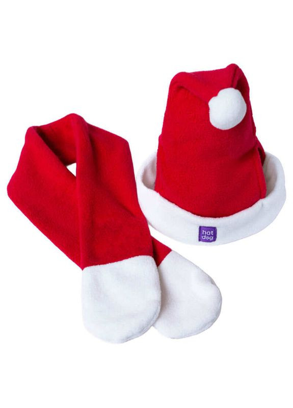 Новорічний флісовий набір шапка Санти з шарфом для собак - ХS Hat-Dog (371575029)