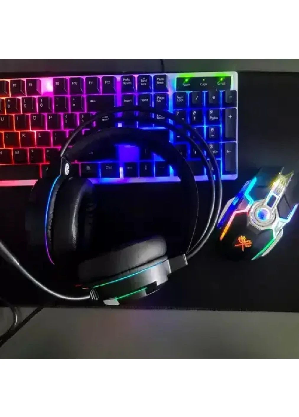 Игровые наушники с микрофоном на гибкой ножке LED-подсветкой ручкой для регулировки звука 20x18x10 см (477907-Prob) Unbranded (300842062)