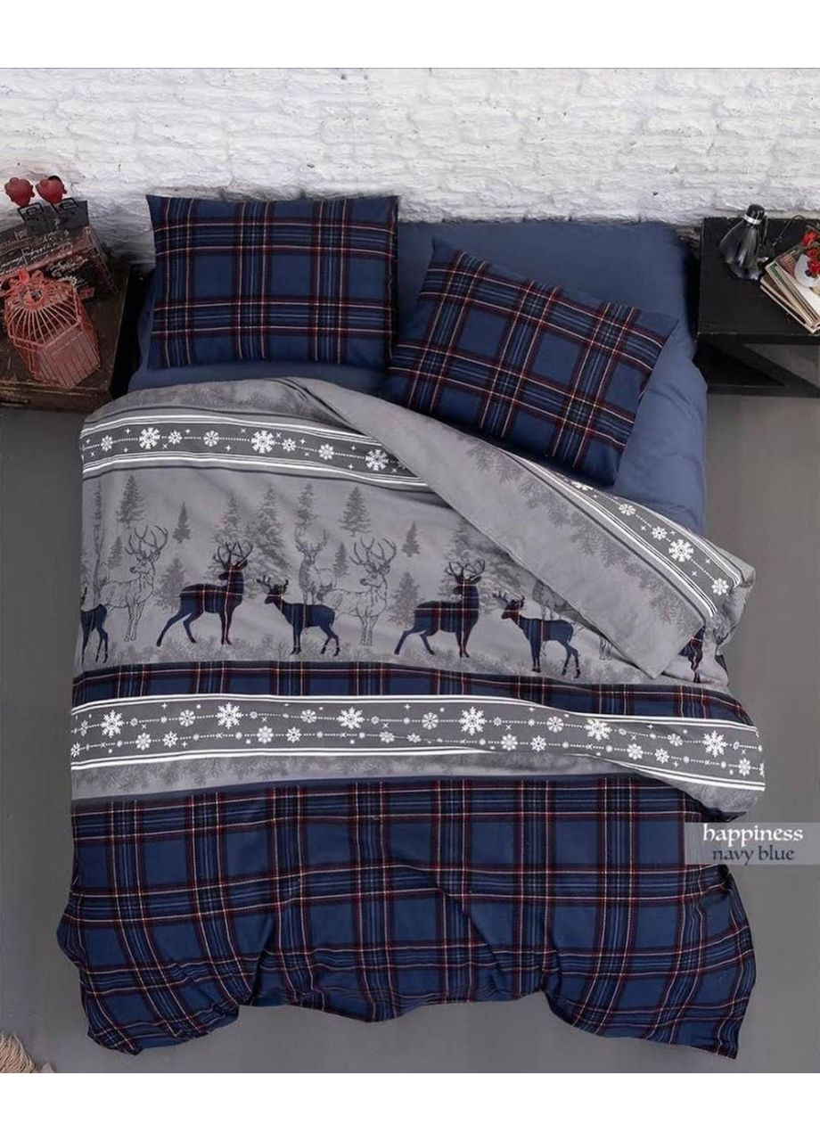 Комплект постільної білизни Flanel 200×220 см Happinies Navy Blue First Choice (365814827)