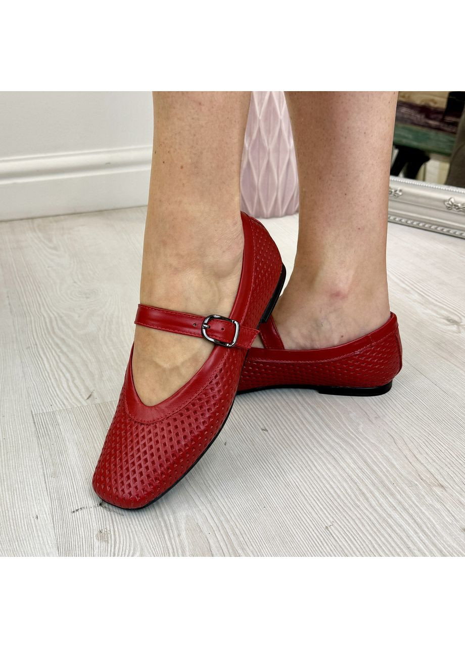 Жіночі балетки жіночі шкіряні з перфорацією. колір червоний. 39 розмір Vasha para | червоні (353828488)
