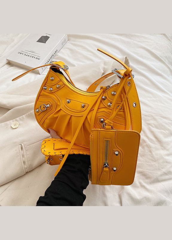 Жіноча сумка 603 1H-10622 багет крос-боді помаранчева No Brand (306709536)