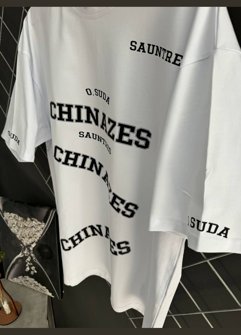 Белая футболка оверсайз белая chinazes с коротким рукавом Vakko