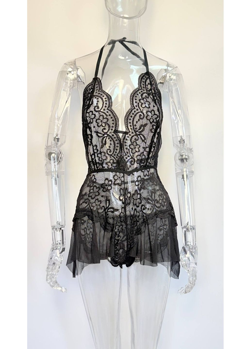 Боді Monro з відкритим доступом жіноча бодік білизна в мереживо вишитими квітами зав`язки на шиї No Brand Боді Monro червоний (367833671)