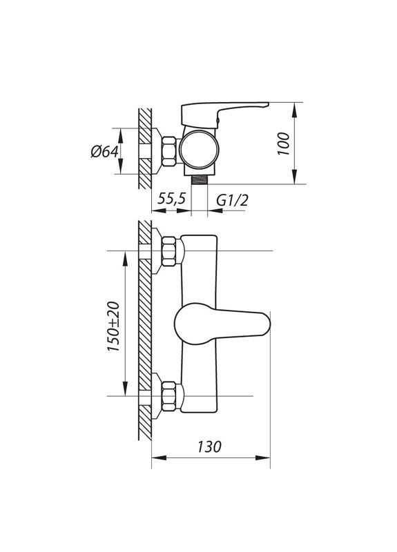 Душевой смеситель PUD5 045 (ZX0205) Zerix (370948198)