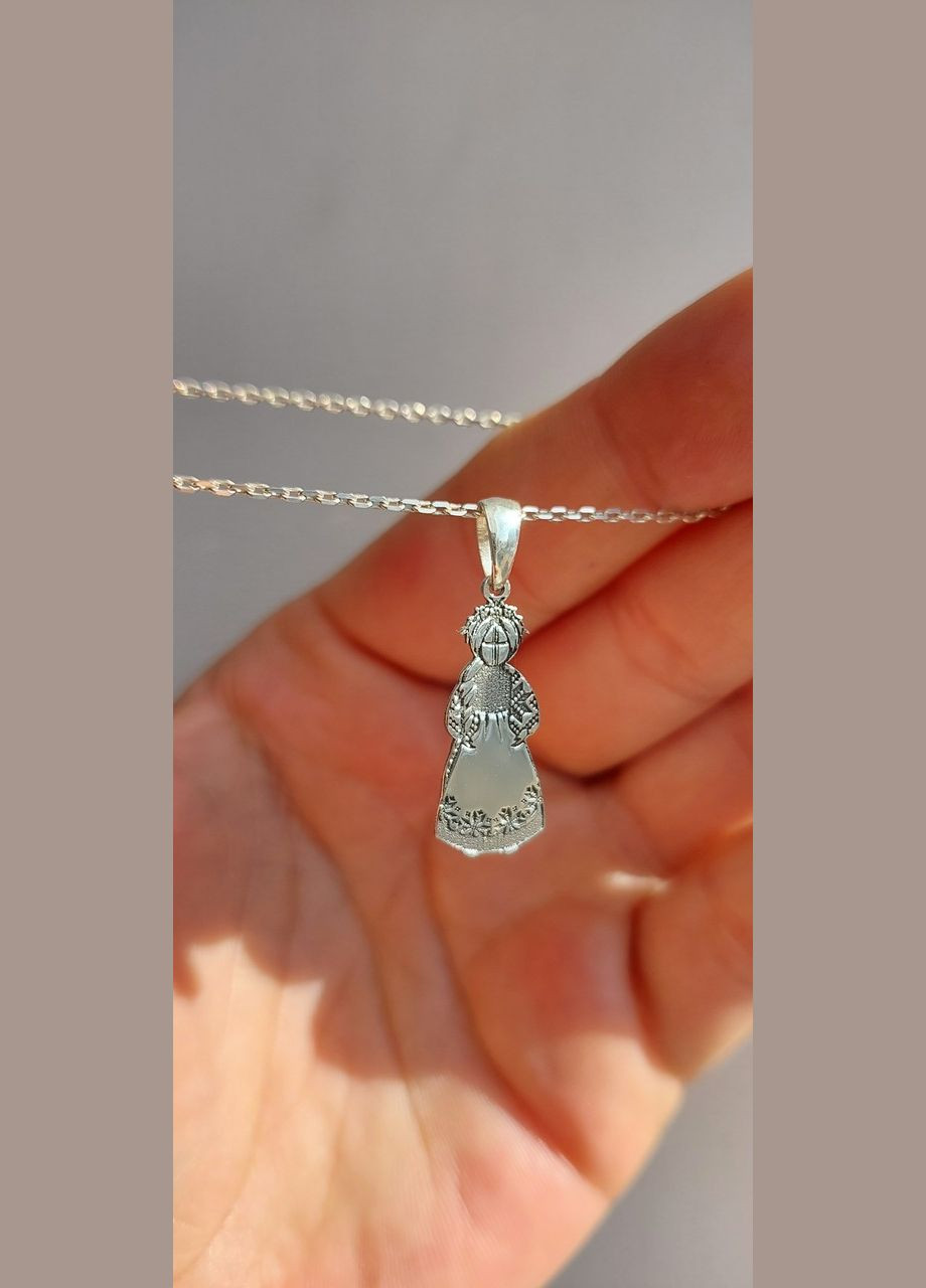 Комплект прикрас оберіг лялька Мотанка в вишиванці срібло 925 проби кулон і сережки No Brand (329999338)