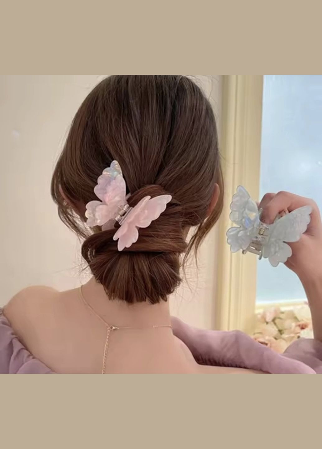 Заколка-крабик бабочка с двойными крылышками China (356567239)