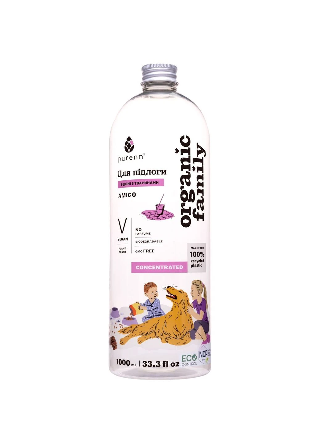 Засіб для миття підлоги Organic Family Amigo Animal Friendly неароматизований, антибактеріальний 1 л (4751024880166) Purenn Organic Family Amigo Animal Friendly неароматизова (378870545)