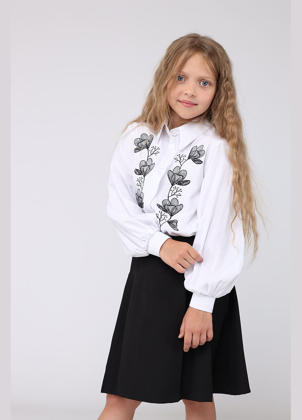 Сорочка з довгим рукавом для дівчинки колір білий ЦБ-00278742 Yuki (347581175)