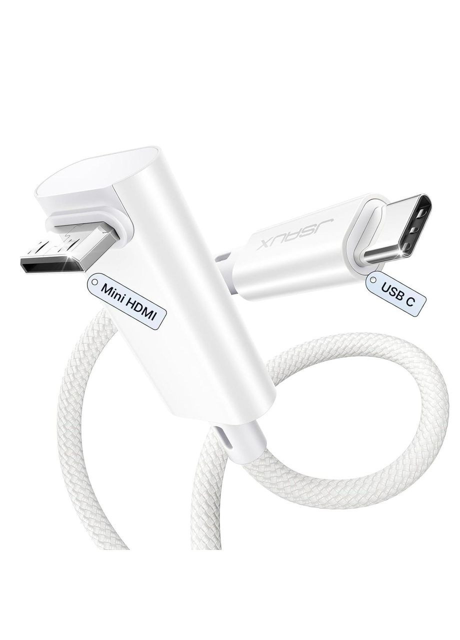 Кабель Type-C to mini HDMI Right Angle 4K@30Hz/2K@60Hz/1080P (Short Side Toward Screen) 0.9м білий Jsaux (308849312)