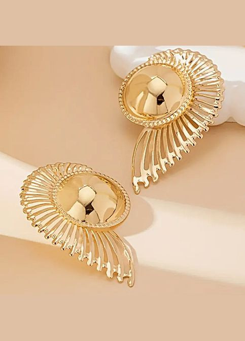 Сережки великого розміру Золотий молюск No Brand (329728240)