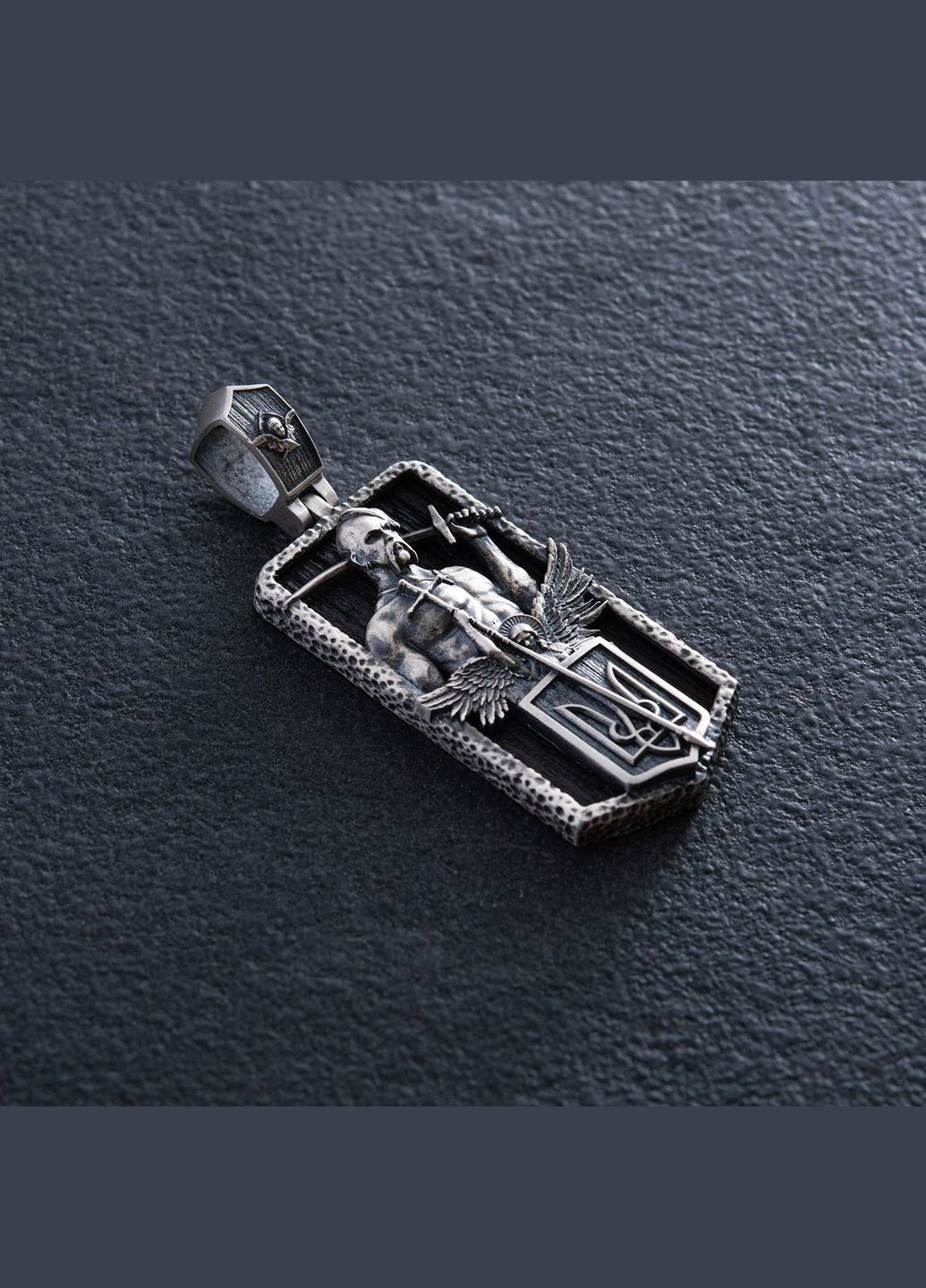 Серебряный кулон Украинский козак. Отче наш (эбеновое дерево) 1178 Oniks (277042186)