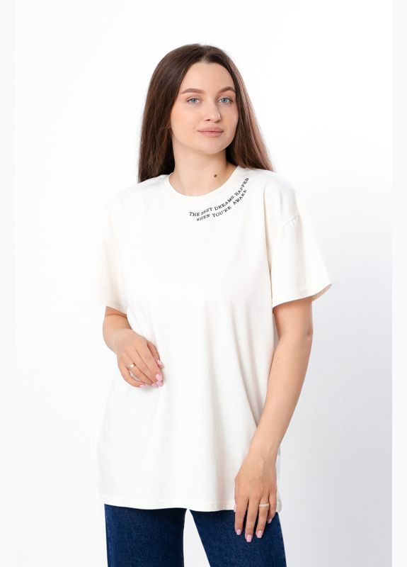 Белая летняя футболка женская (оверсайз) (p-14033) с коротким рукавом Носи своє