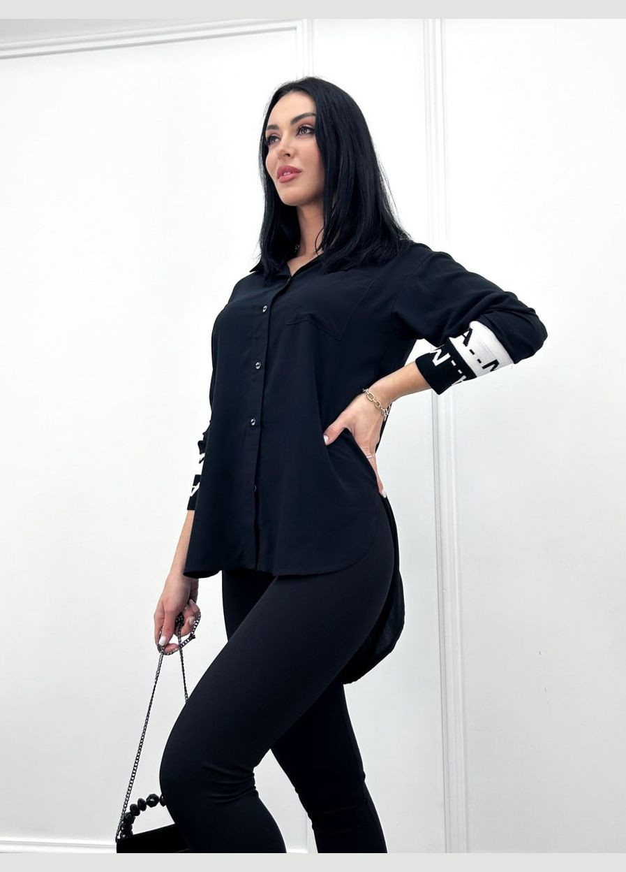 Черная удлиненная женская блуза Fashion Girl "Michelle"