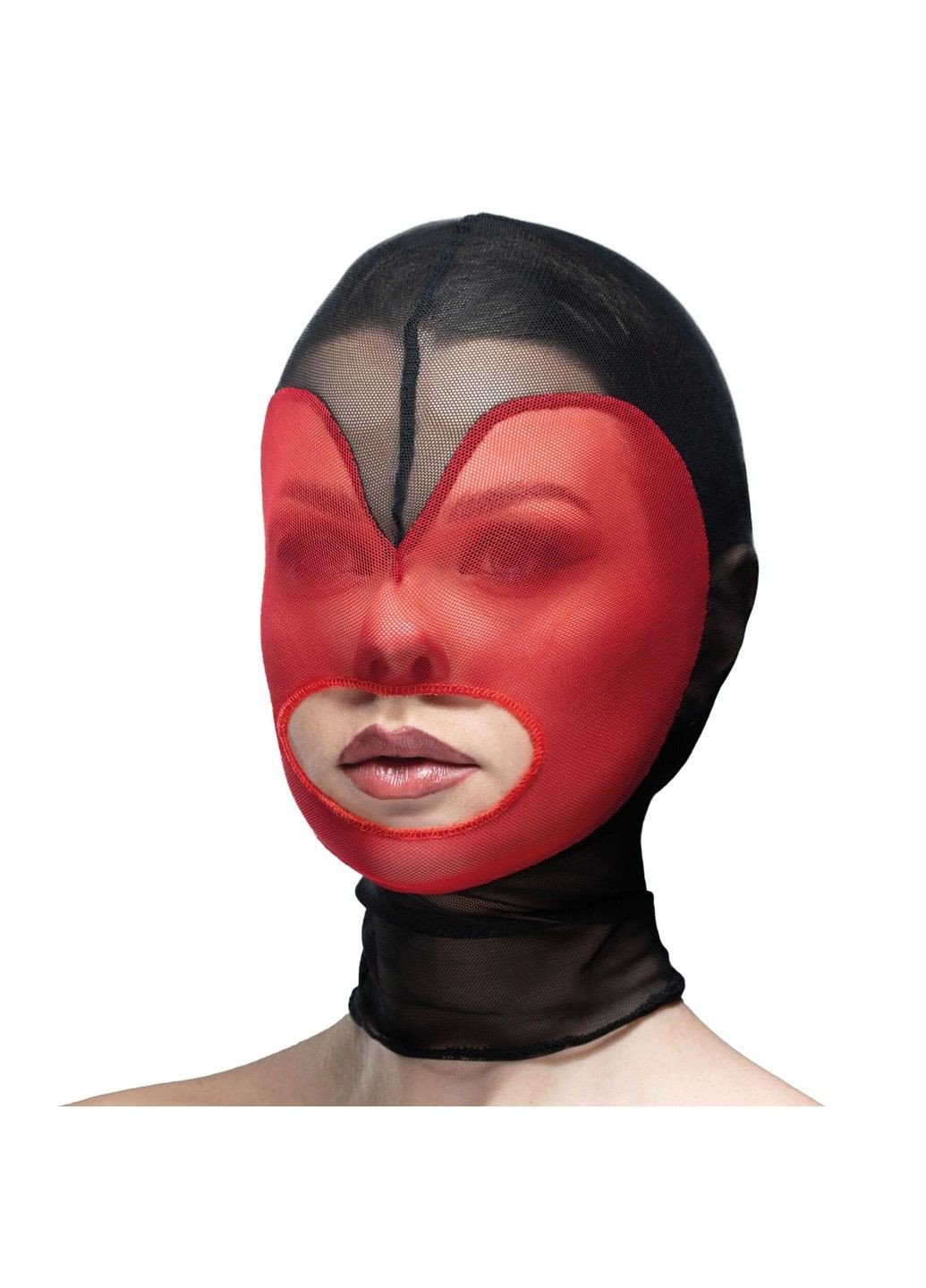 Маска серце сітка з відкритим ротом Hearts Mask Black Red еротичний аксесуар для БДСМ Feral Feelings (298473648)