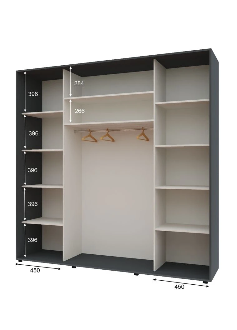 Шкаф-купе трехдверный Комфорт Мебель 220*60*210 см Графит 3 двери ДСП Макси Комфорт Меблі (360458160)