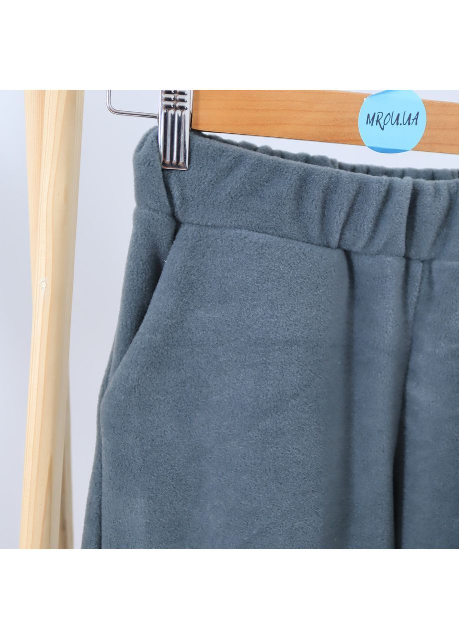 Сіро-зелений зимній дитячий теплий флісовий термо костюм (толстовка на затяжках + штани палаццо) сіро-зелений брючний No Brand