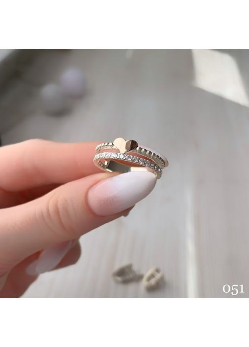 Срібне кільце із золотою пластиною Золоте серце No Brand (354710535)