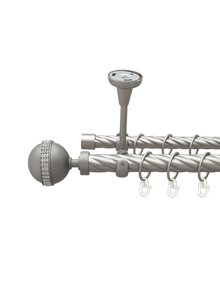 Карниз Авея металевий дворядний відкритий до стелі скручена труба Сатин 25\19 мм 300 см (00-00024169) ORVIT (300843329)