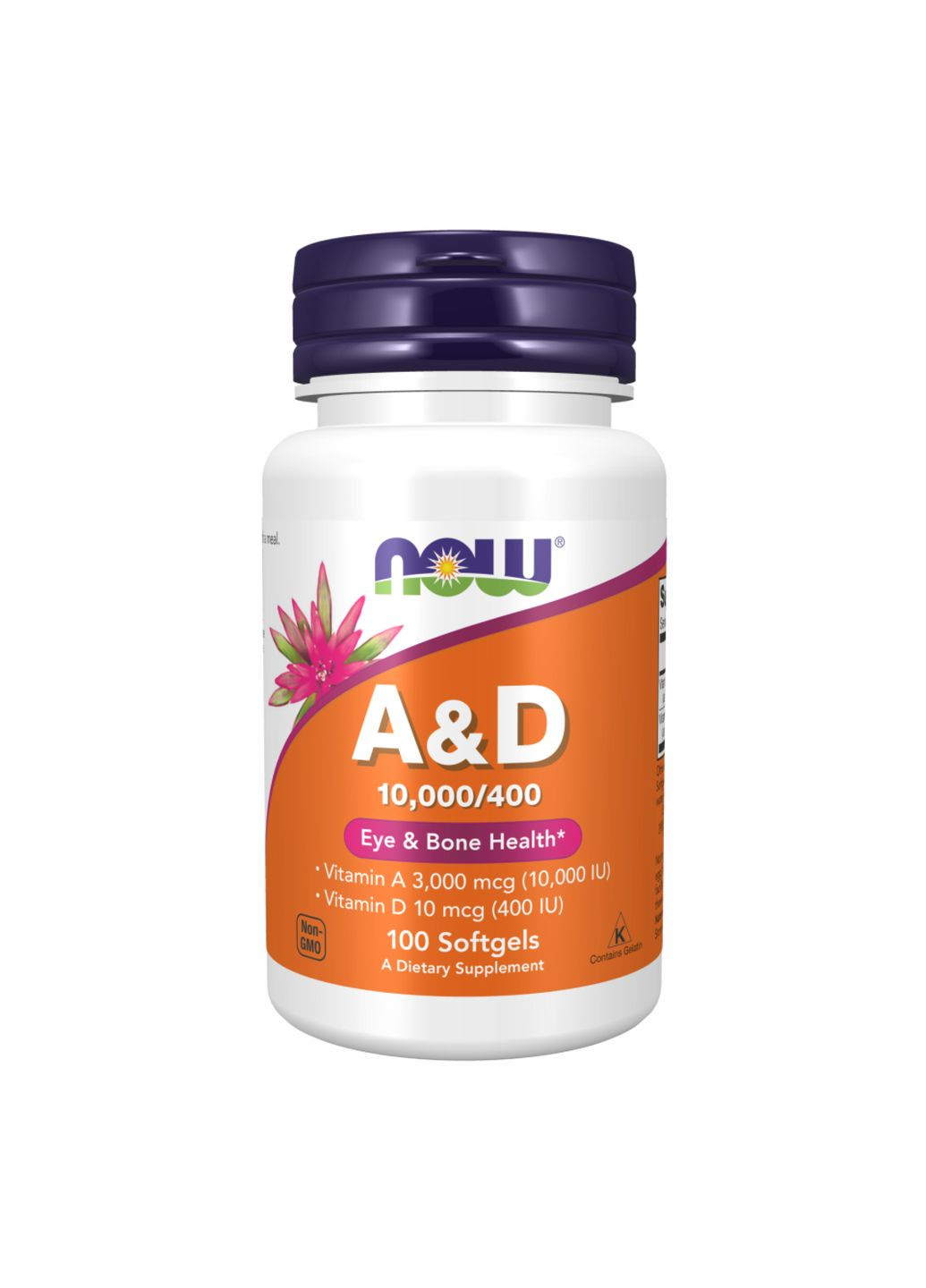 Витамины для глаз A и D 100 капсул 10000 МЕ 400 МЕ здоровье кожи и костей Now Foods (367956953)