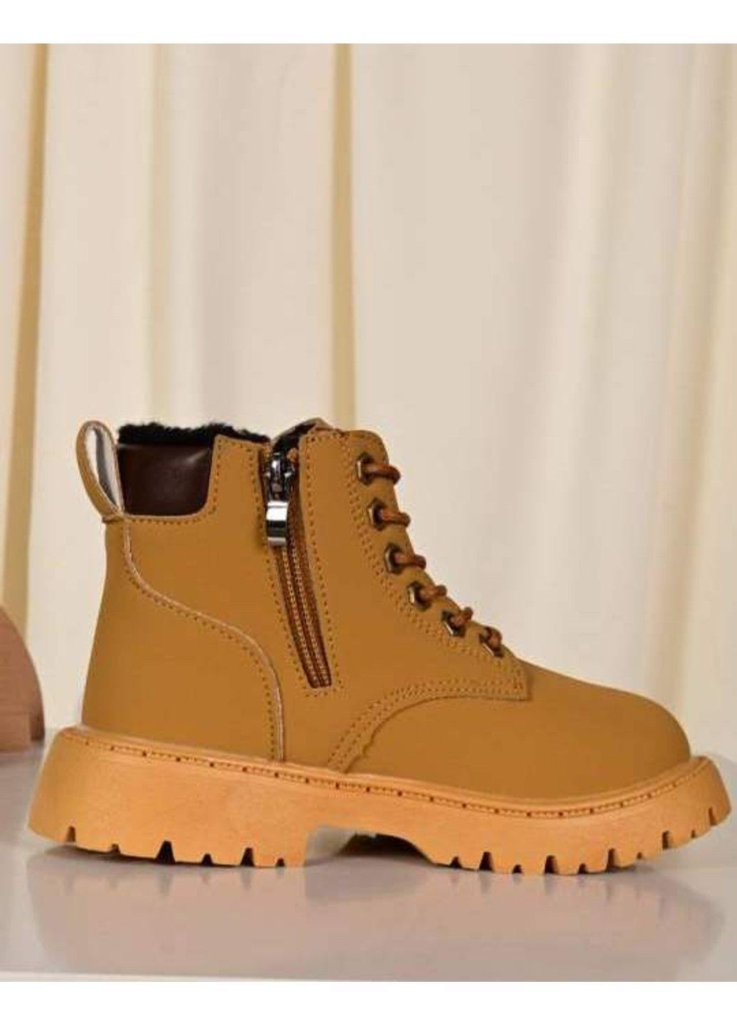 Зимние ботинки детские зимние коричневые Red Sun на шнурках