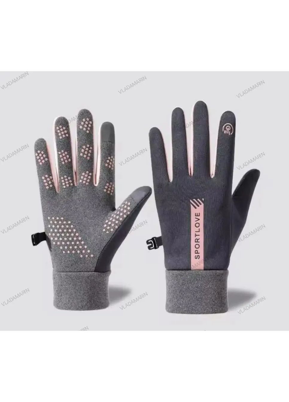 Зимние водонепроницаемые перчатки для езды на велосипеде, бега, лыжного спорта, сенсорные, флис, цвет серый No Brand (368695234)