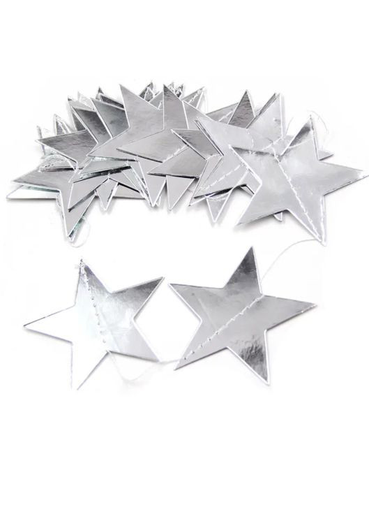 Зірочки для свята 4 м на 10 см сріблястий Jannet Гірлянда (317638517)