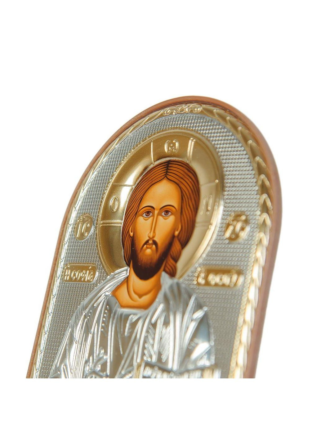 Серебряная Икона Иисуса Христа Спасителя 4х5,6 арочной формы в пластиковом киоте Silver Axion (266266199)