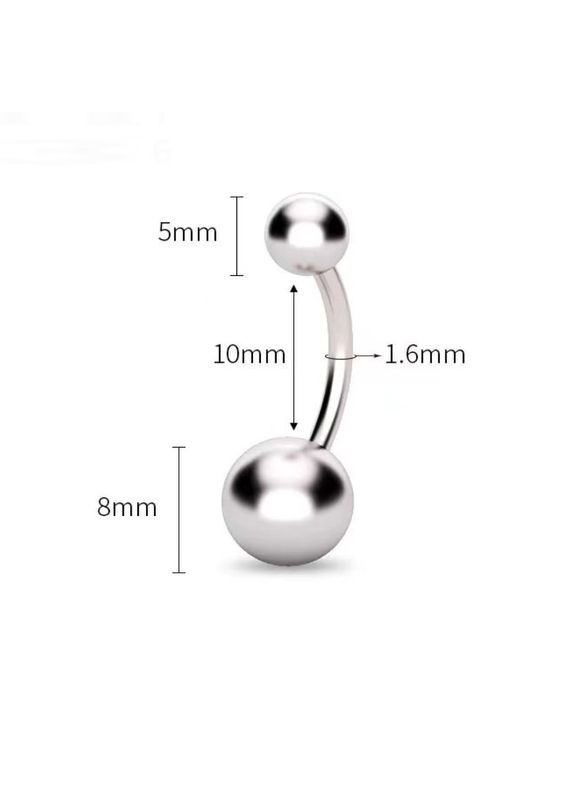 Штанга банан с шариками для пирсинга живота хрящей бровей No Brand (316523493)