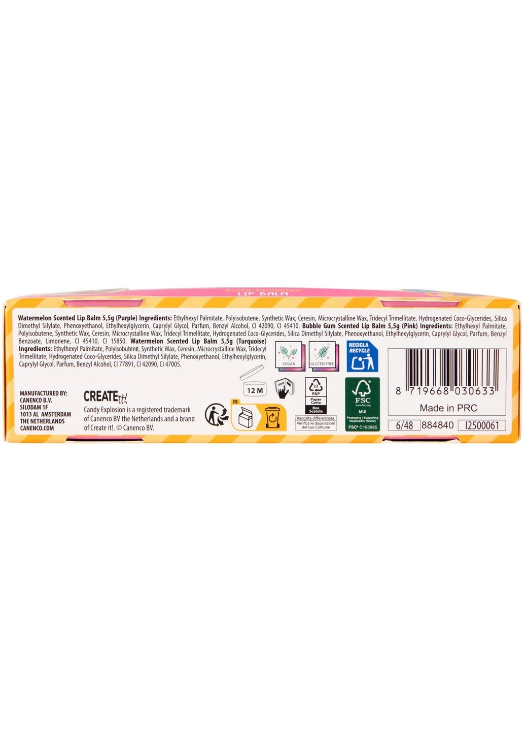 Набір з 3-х бальзамів для губ у стаканчиках CREATE IT! CANDY No Brand (397104898)