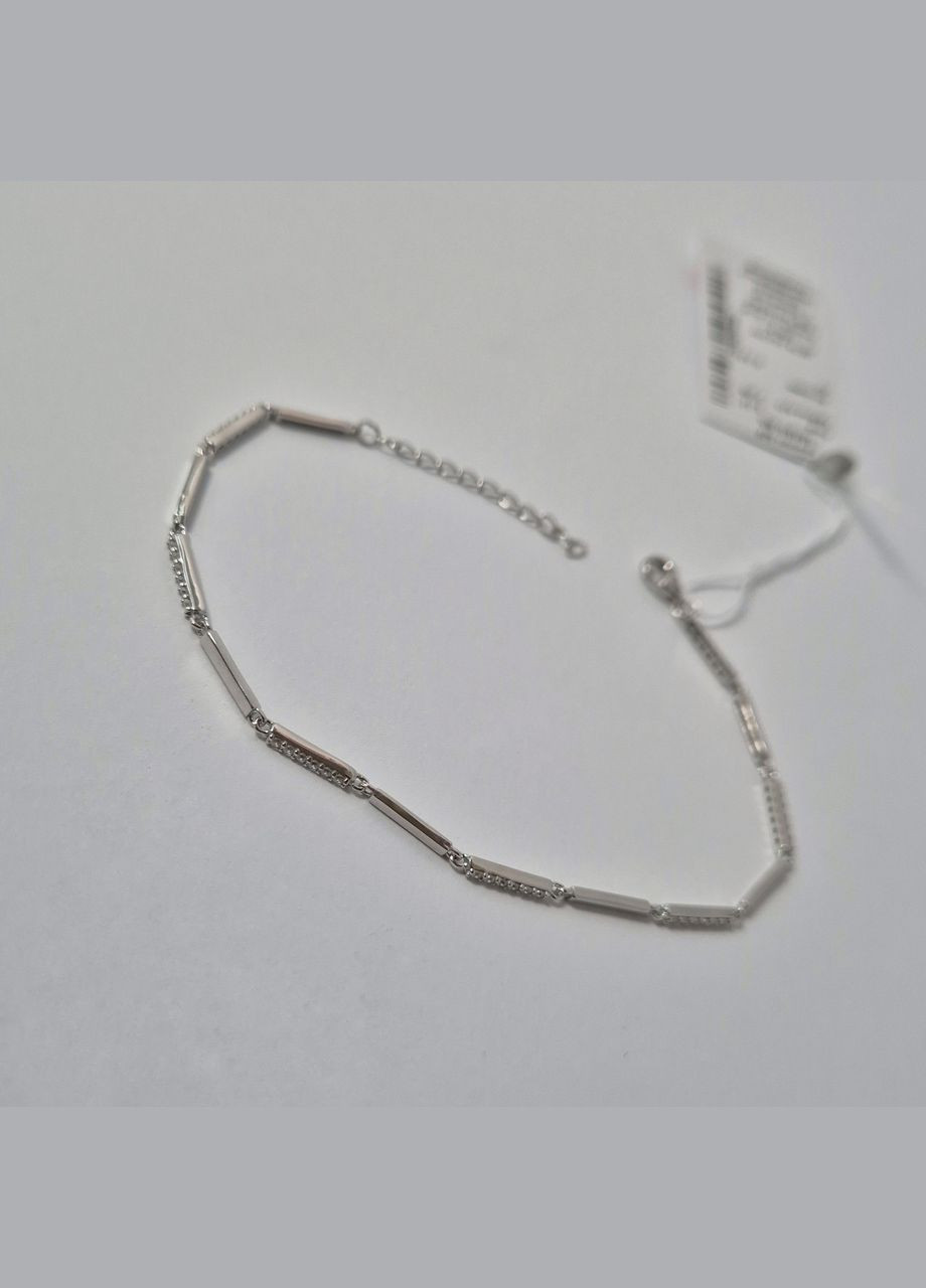 Срібний браслет Доріжка з Білими Каменями 17 - 20 см срібло 925 проби Родоване 1016б 3.12г Nobrand (363969360)