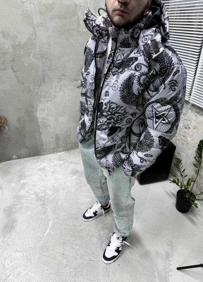 Белая зимняя зимняя куртка с отстегивающимся капюшоном No Brand