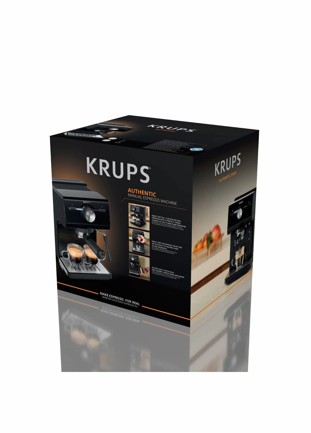 Кофеварка рожковая Authentic C50 2л, молотая, ручной капучинатор, 15 бар, черный Krups (314779853)