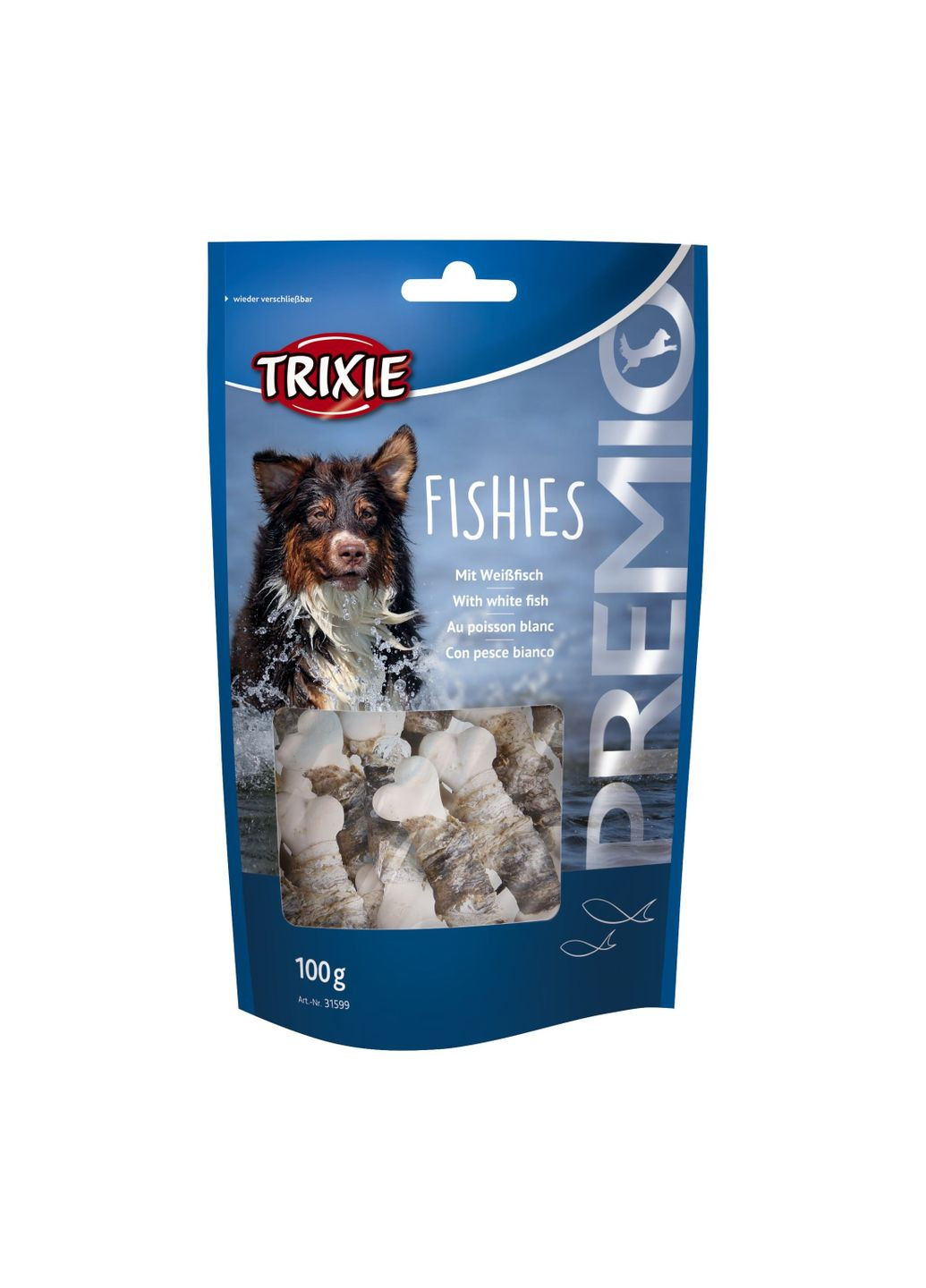 Ласощі для собак 31599 Premio Fishies кісточка з рибою 100 г (4011905315997) Trixie (279567127)