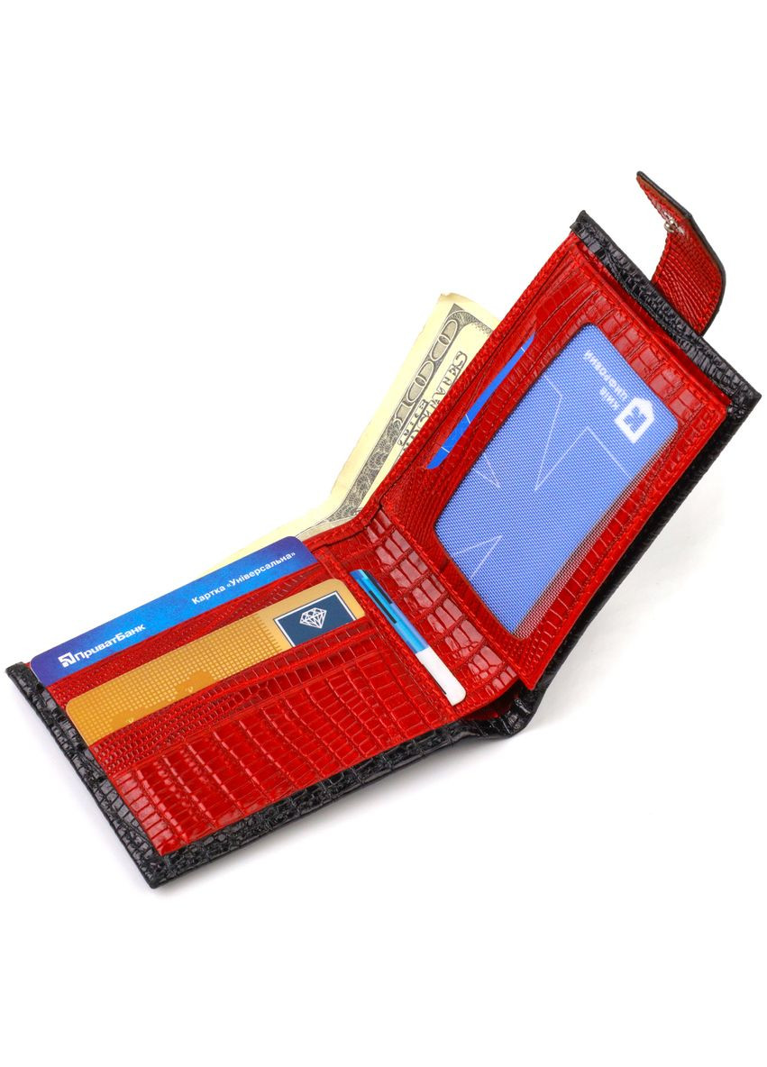 Лаковане чоловіче портмоне з монетницею та кишенями чорне (sku_21751) No Brand (327819296)