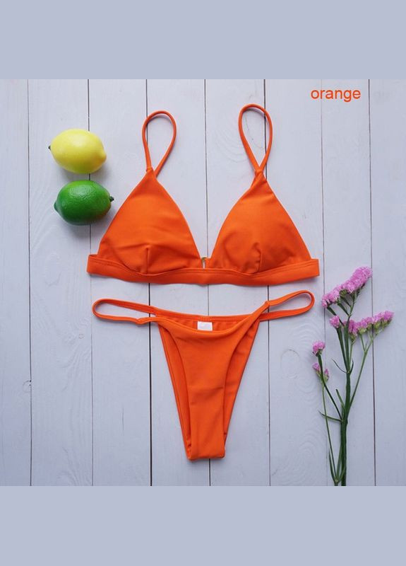 Оранжевый раздельный купальник для загара минимал с трусиками бразилиана s m (44 46) оранжевый Po Fanu