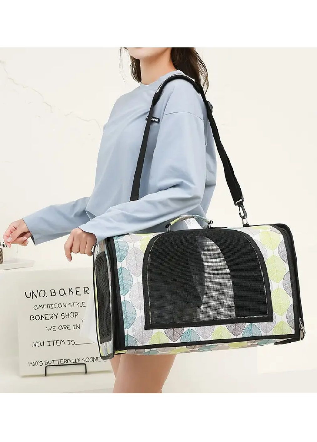 Сумка переноска складна для тварин гризунів котів собак з вентиляцією 46x28x30 см розмір L (477696-Prob) Зелена Unbranded (299049797)