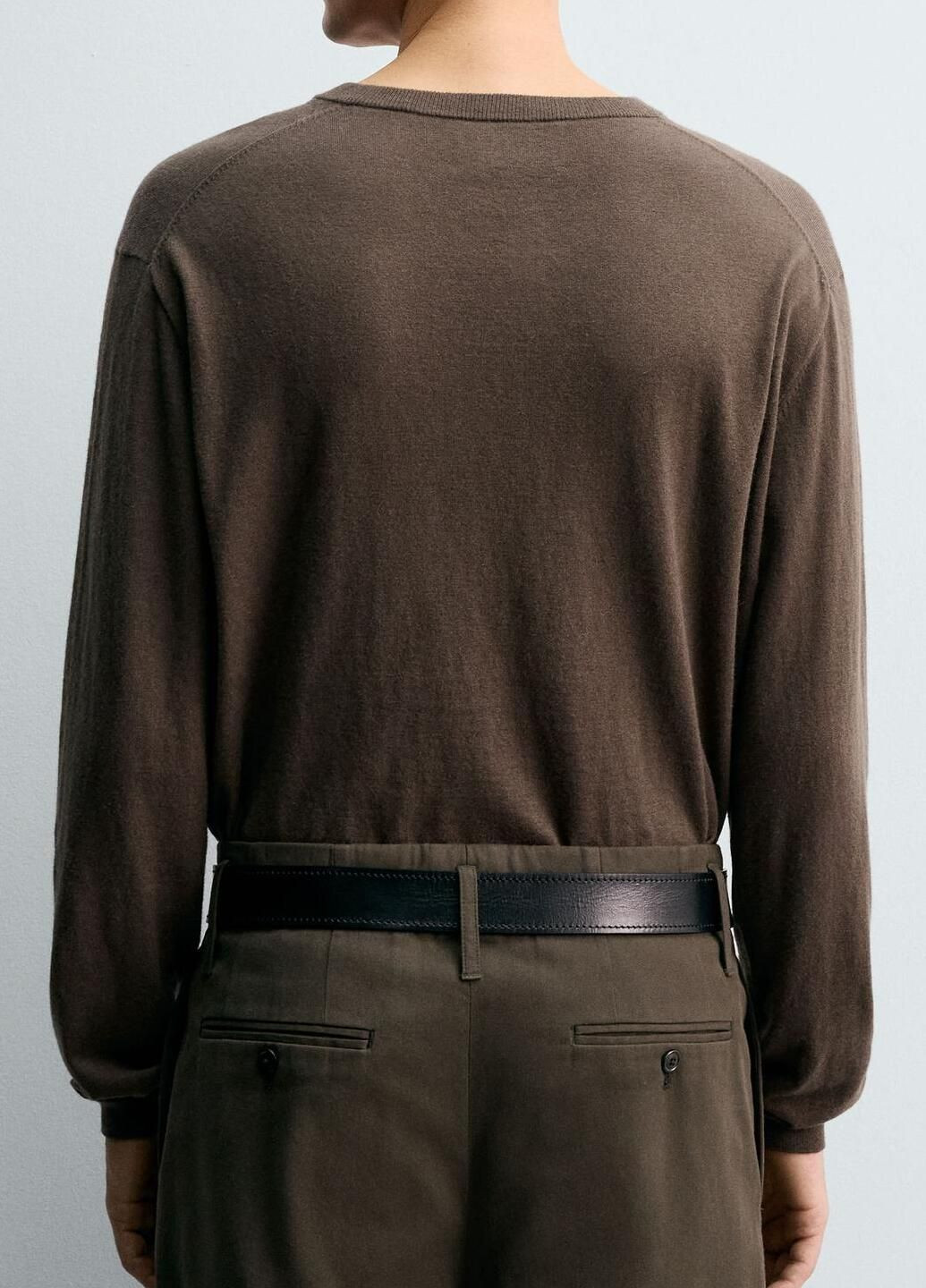 Лонгслів Zara однотонний коричневий