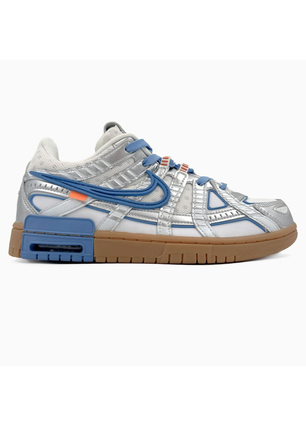 Серые демисезонные кроссовки мужские nike off-white x rubber dunk grey / blue найк офф вайт No Brand