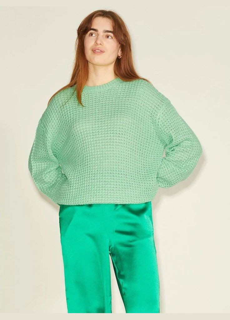Салатовий демісезонний светер джемпер JJXX Camilla Open 12205686