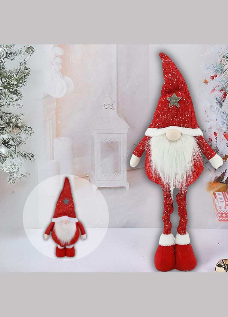 Новорічний гном під ялинку гном на ніжках декоративна фігура під ялинку скандинавський гном 70 см червоний Niki Light (299899464)