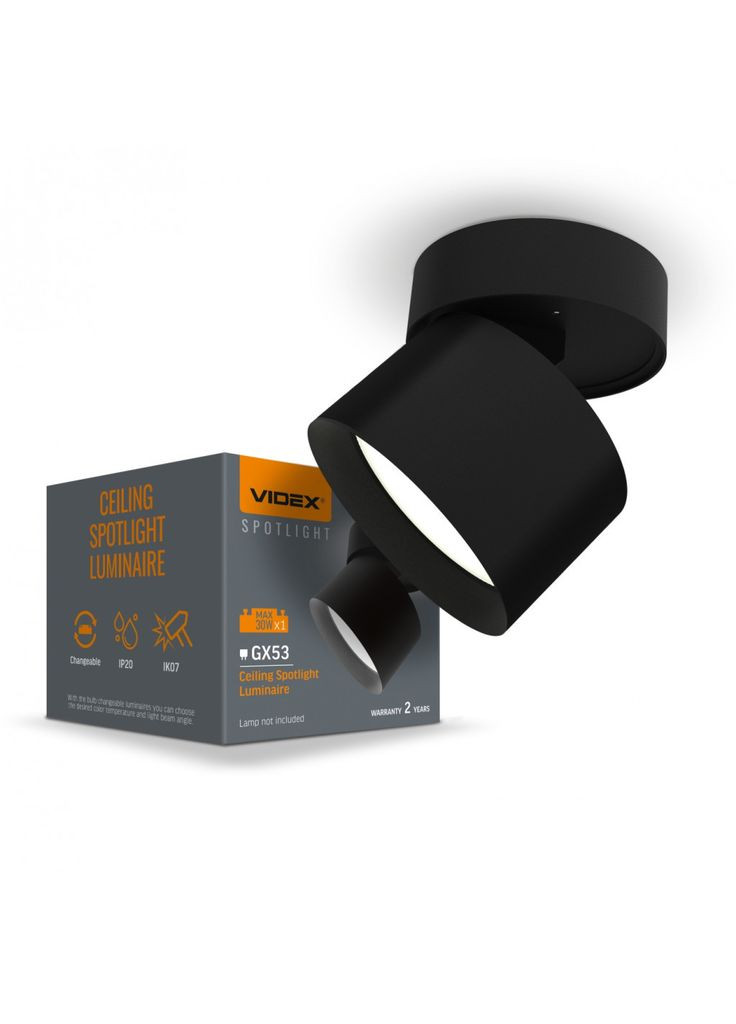 Світильник під лампу GX53 поворотний (VL-SPF18B-B) Videx (372619204)