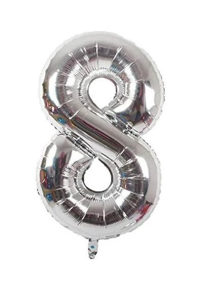 Фольгована цифра "8" срібло 1 м No Brand (345703908)