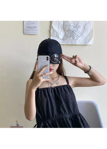 Бейсболка мужская черная с двумя линзами C.P. Company one size стильная кепка уникальный дизайн регулируемая повседневная No Brand (364859619)