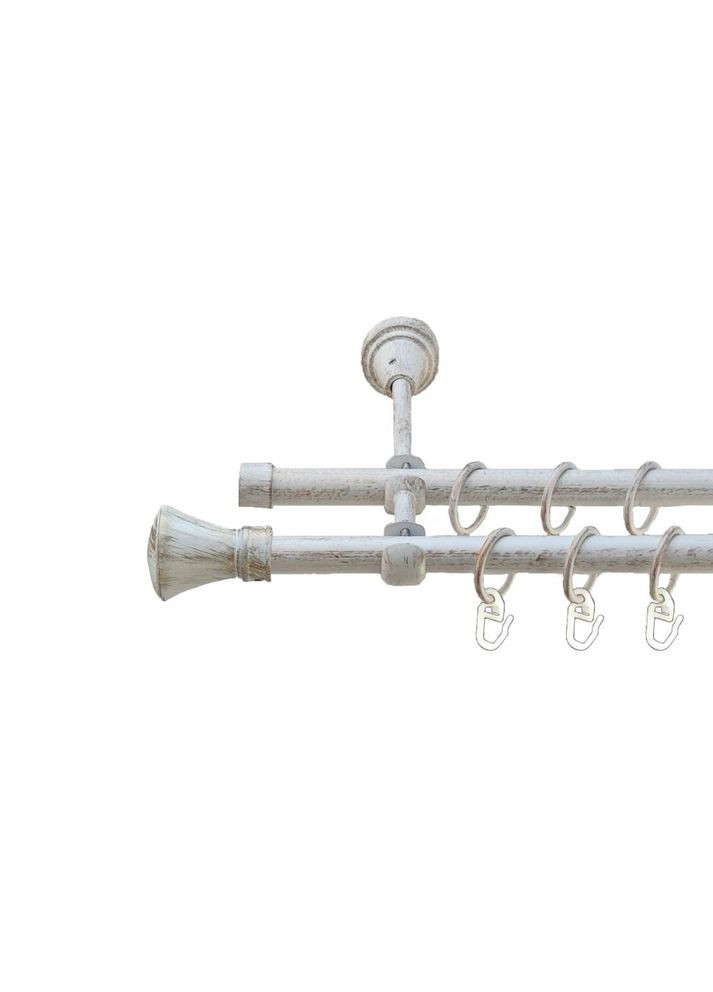 Карниз Люксор металевий дворядний відкритий гладка труба Біле Золото 16\16 мм 160 см (5484082) ORVIT (300797116)