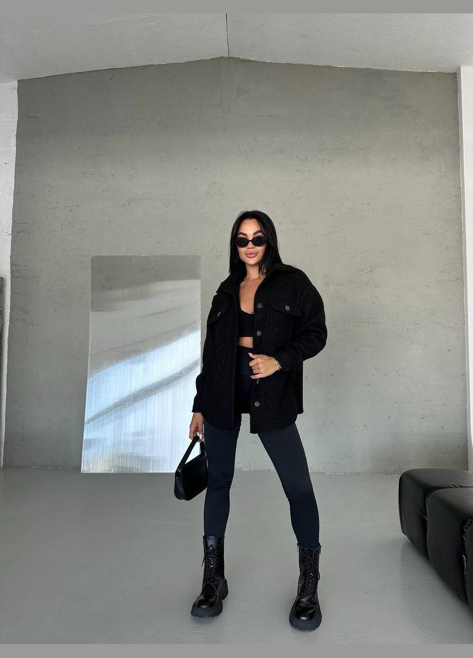 Черная спортивная, повседневный, кэжуал, джинсовая рубашка однотонная No Brand с длинным рукавом