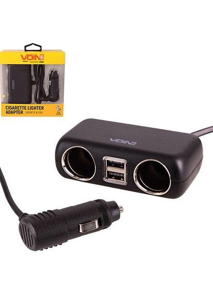 Разветвитель прикуривателя 2 выхода + 2USB 2400mA 12/24V SC-2004L провод VOIN (362607641)