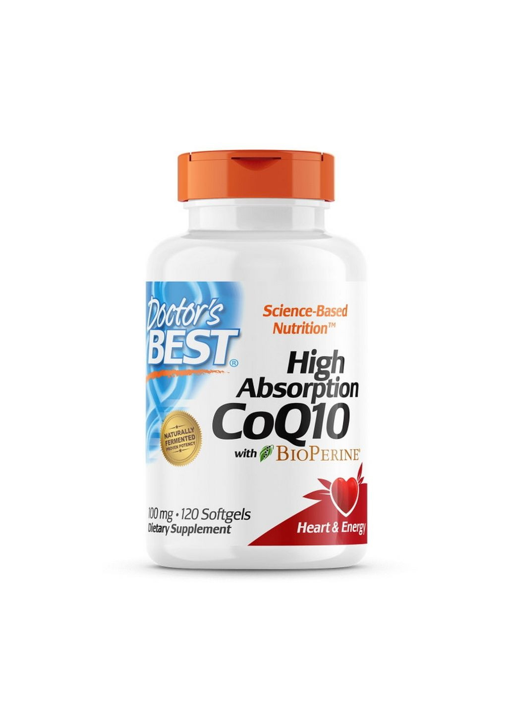 Натуральна добавка CoQ10 BioPerine 100 mg, 120 капсул Doctor's Best (293421605)