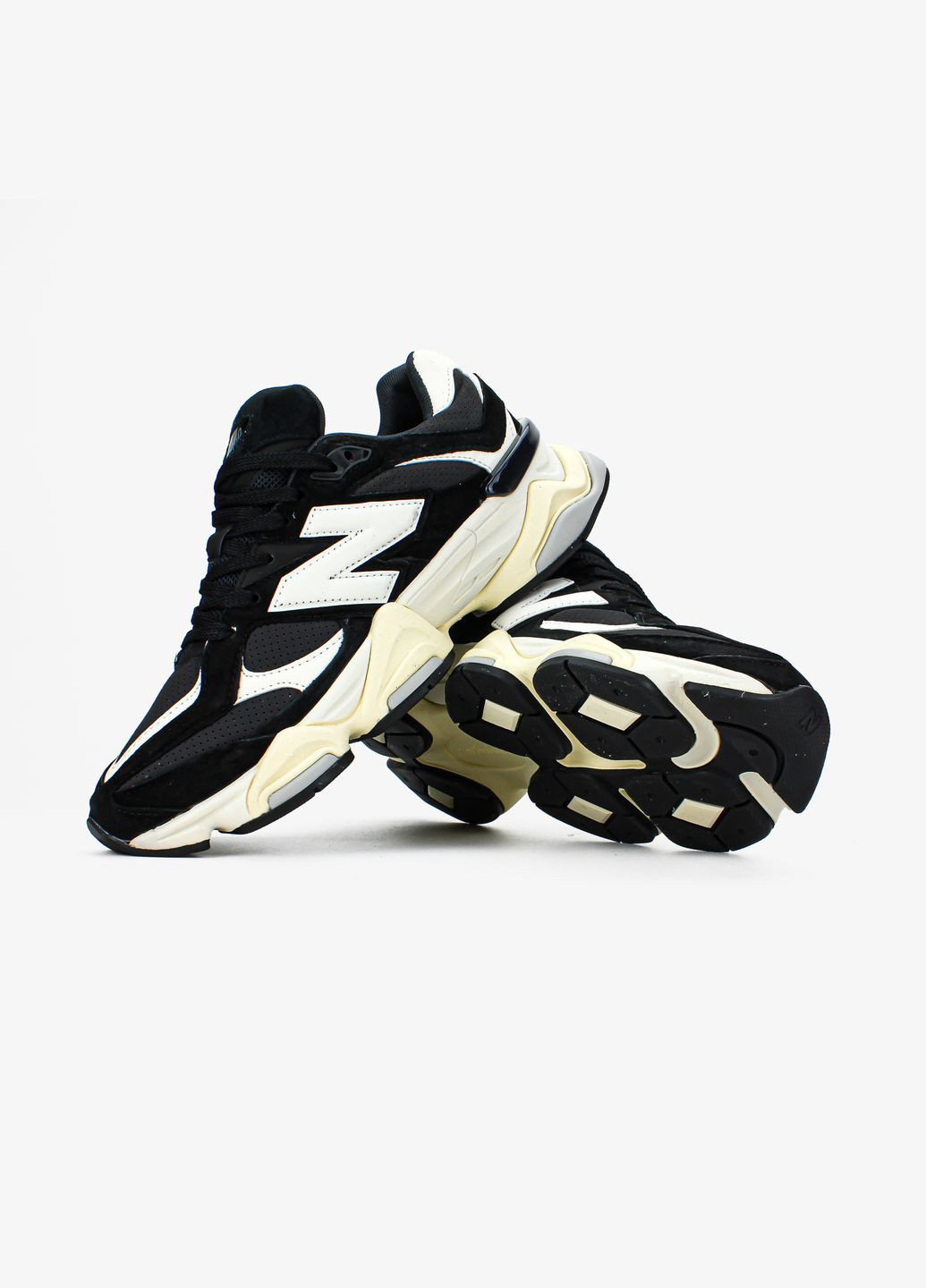 Черные демисезонные кроссовки мужские и женские new balance 9060 black/white | нью баланс 9060 черные No Brand