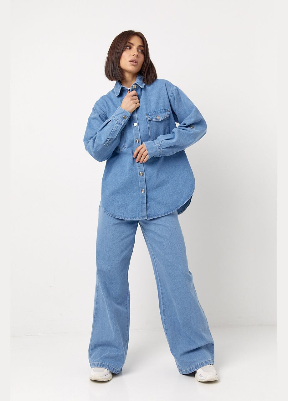Жіноча джинсова сорочка на ґудзиках Lurex (316575432)